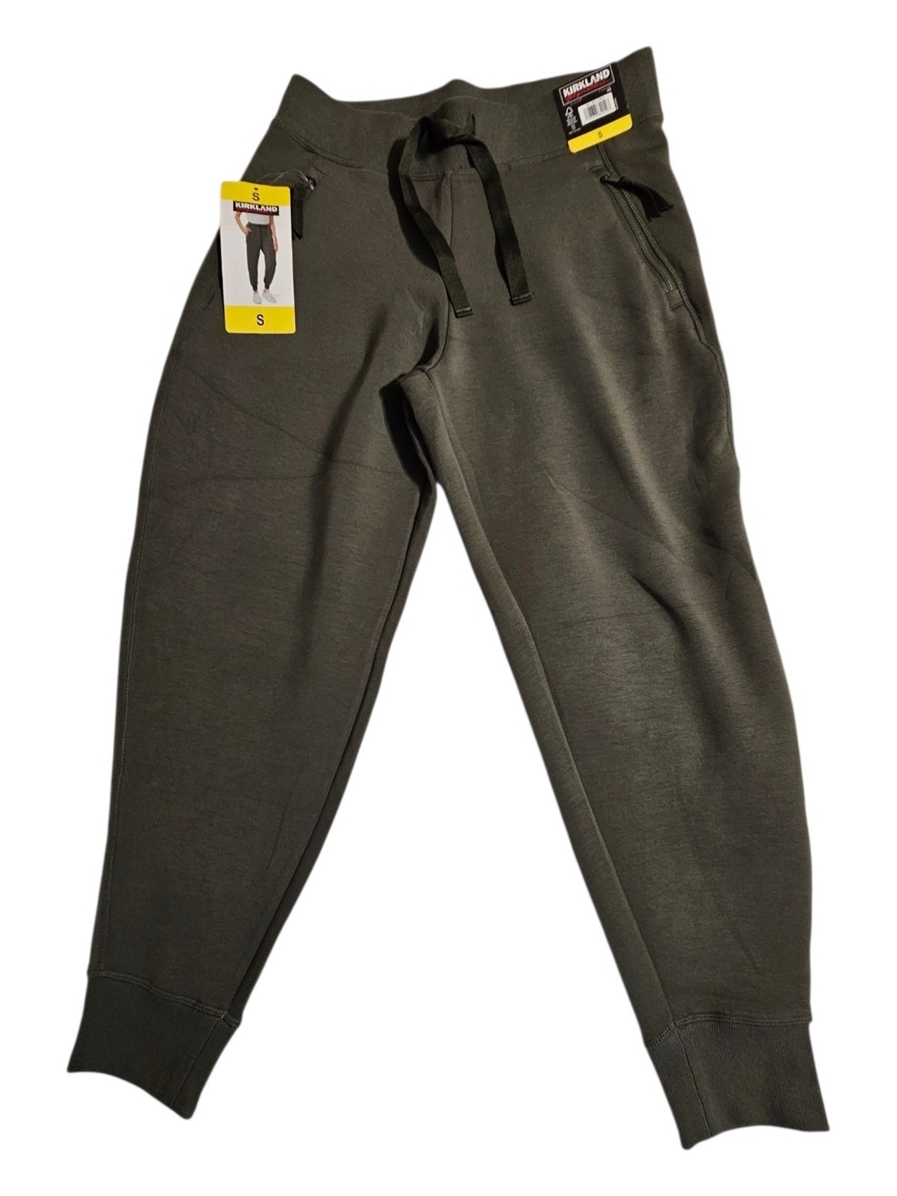 Kirkland Signature Olive Drawstring Joggers with Zip Pockets